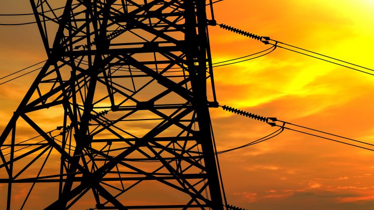 Silhoutte of power lines.